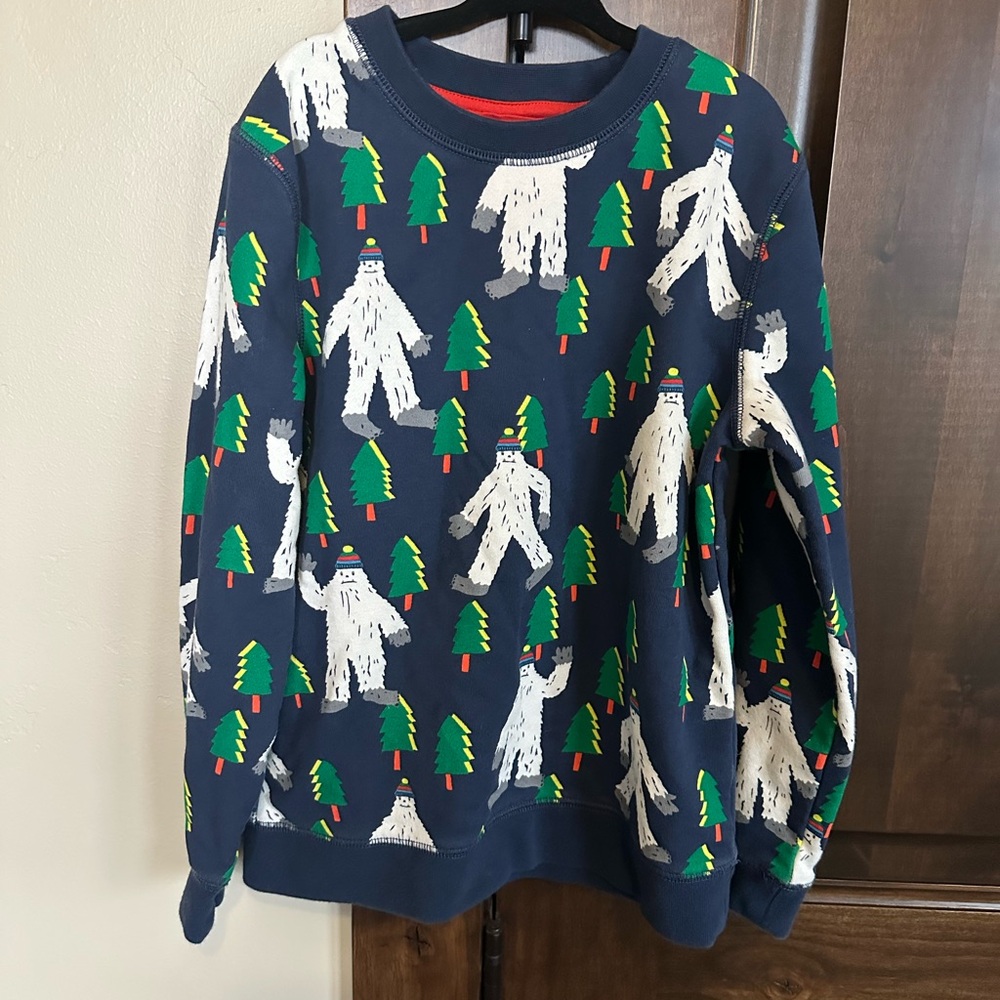 Mini Boden Kids' Blue and Green Graphic Sweater